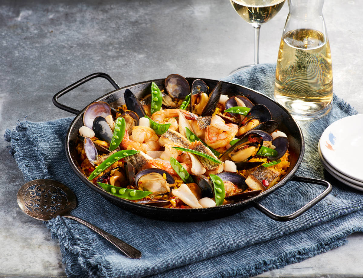 Seafood Paella With Veggies Wallpaper