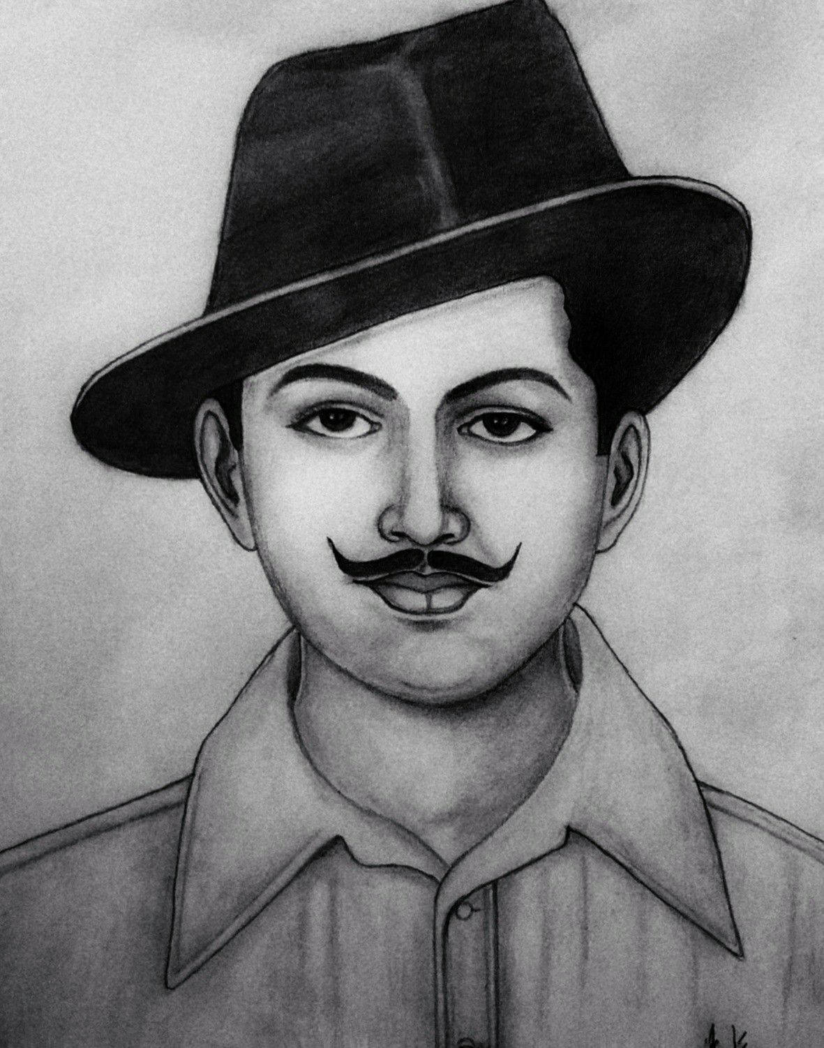 Shaheed Bhagat Singh Charcoal Art Piece Wallpaper