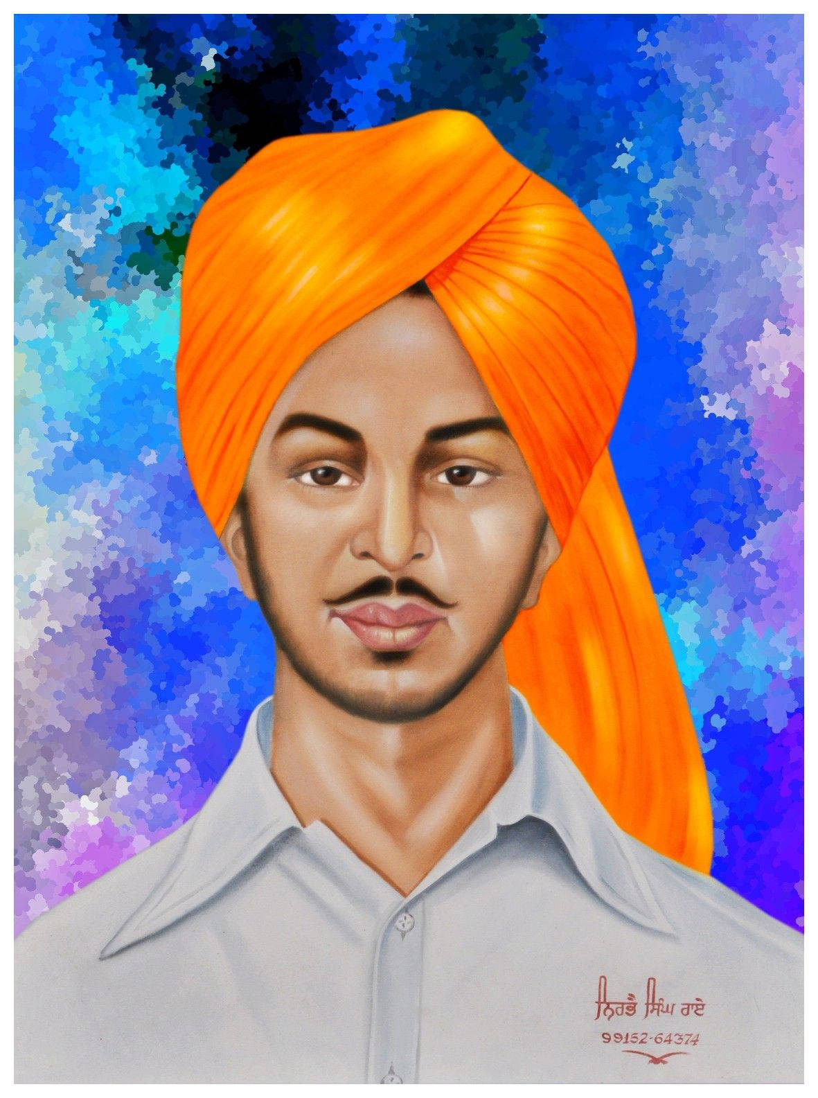 Shaheed Bhagat Singh Colorful Artwork Wallpaper