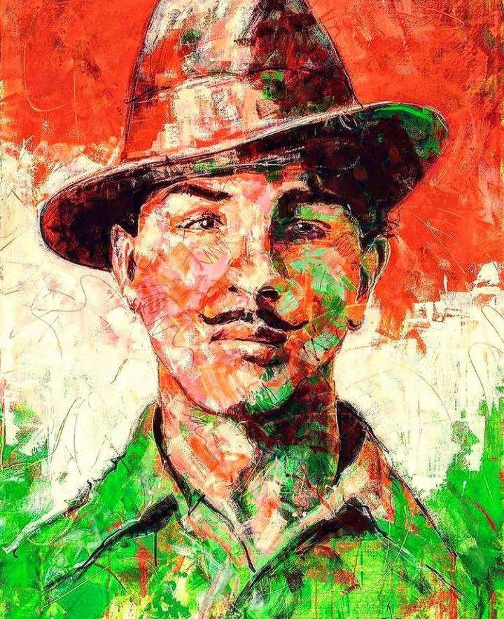 Shaheed Bhagat Singh Messy Painting Style Wallpaper