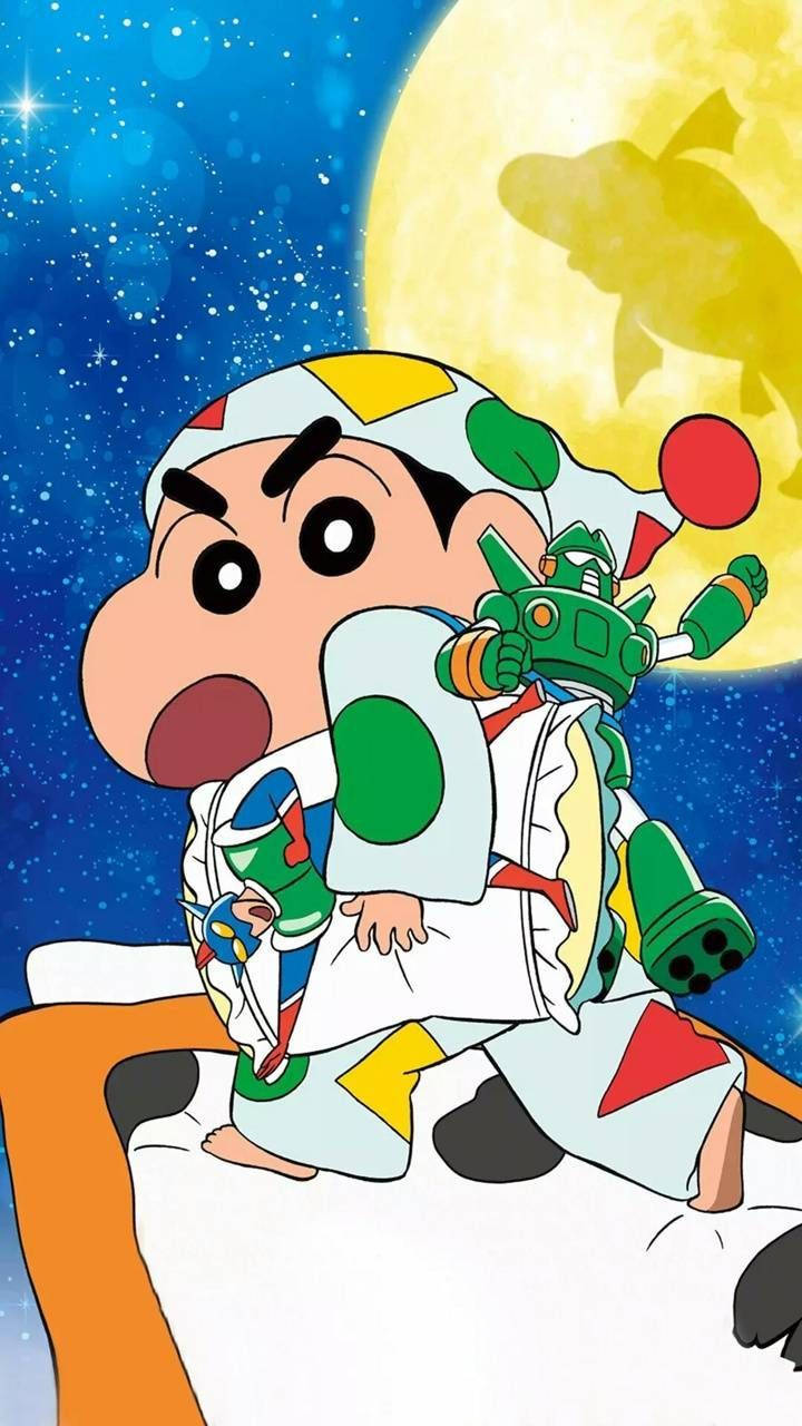 Shin Chan In Moon Wallpaper