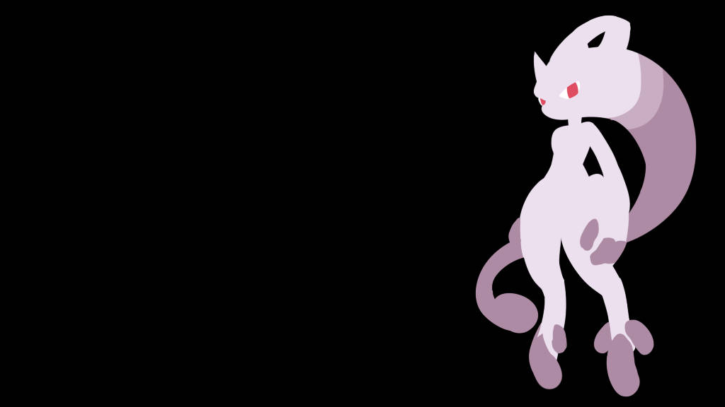 Shiny Mewtwo Vector On Black Wallpaper