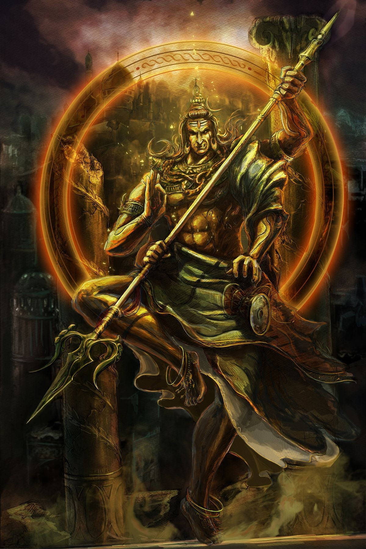 Shiv Tandav Shiva Gold Aesthetic Wallpaper