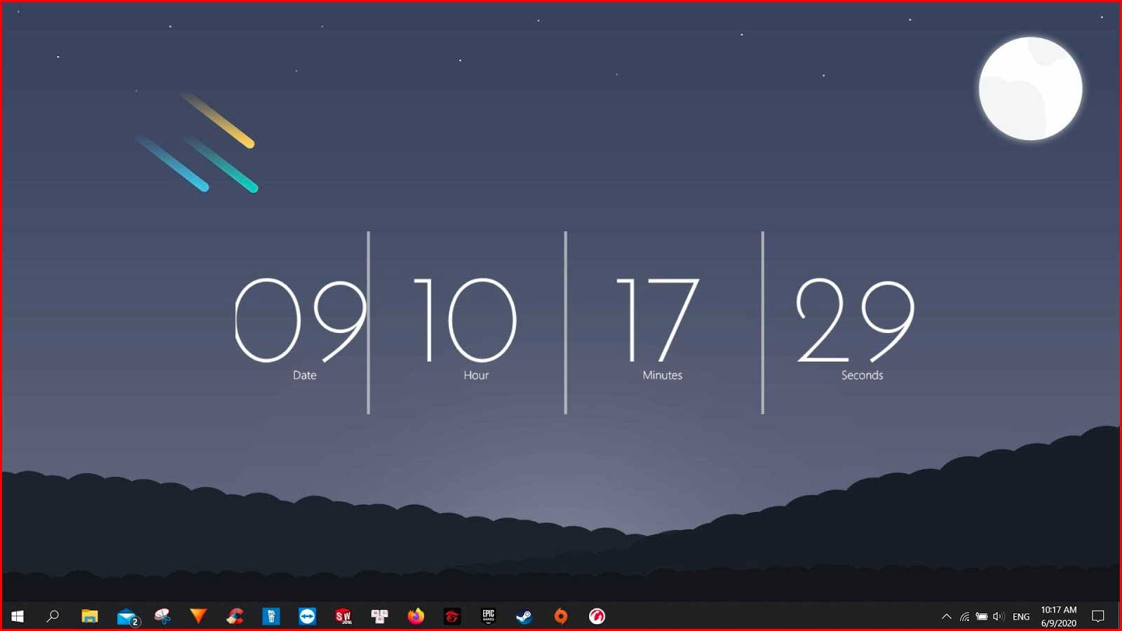 Shooting Stars On Rainmeter Skin Wallpaper