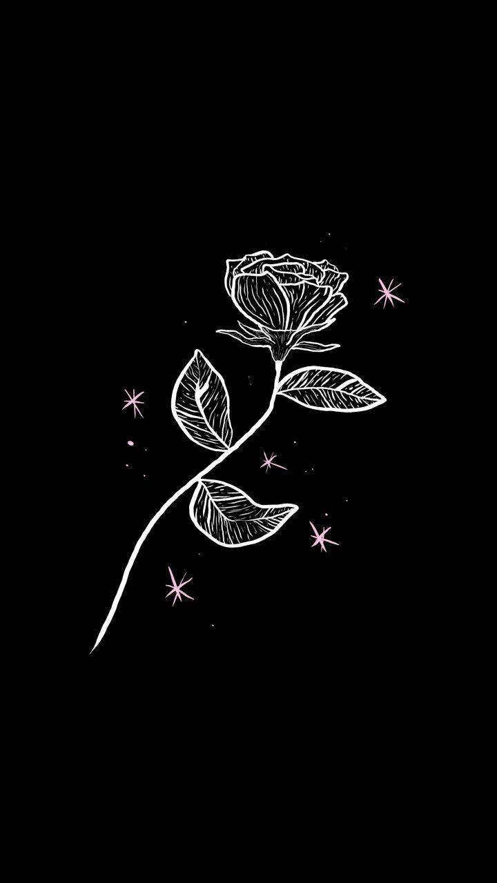 Simple Black Sparkly Rose Wallpaper