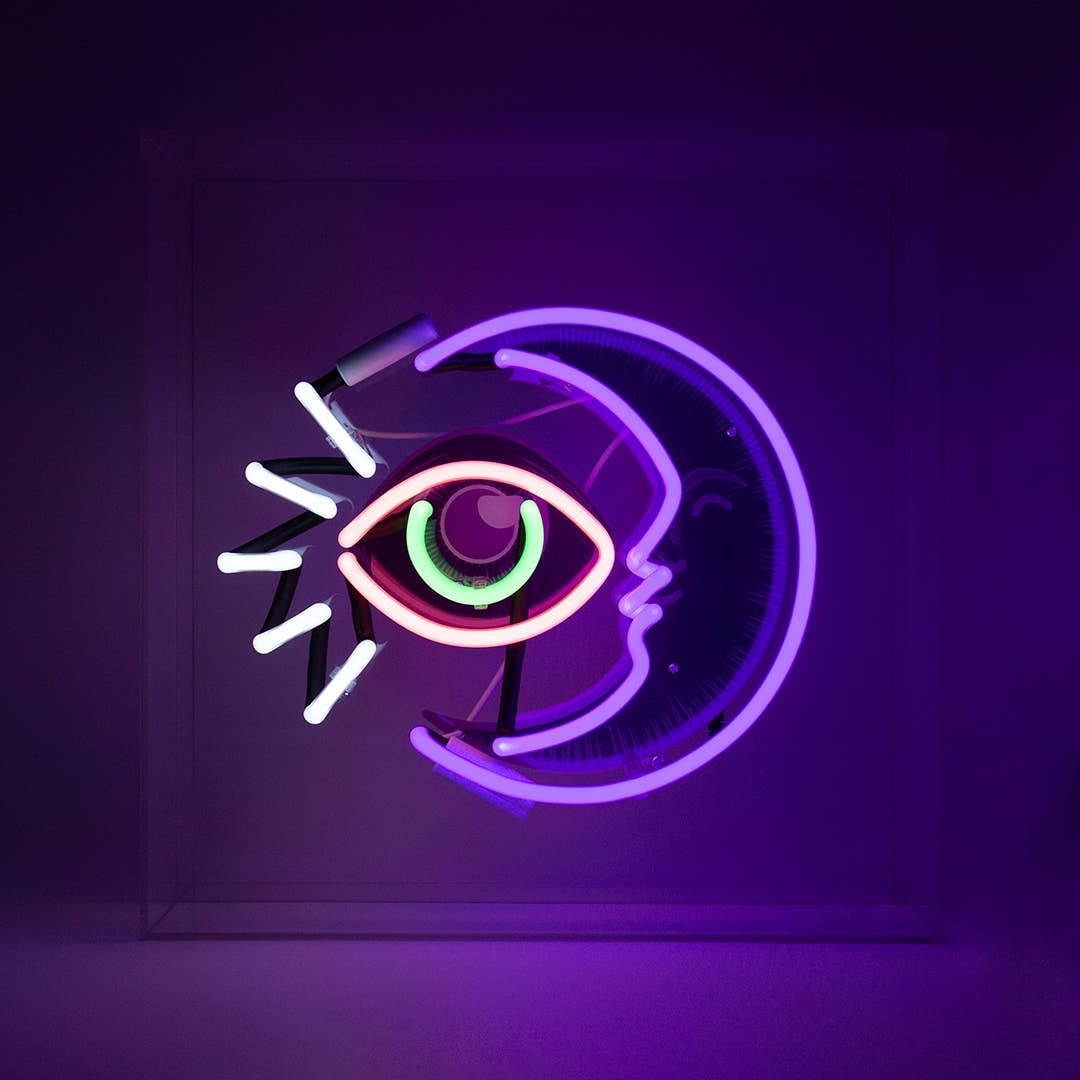 Single Eye Neon Moon Wallpaper