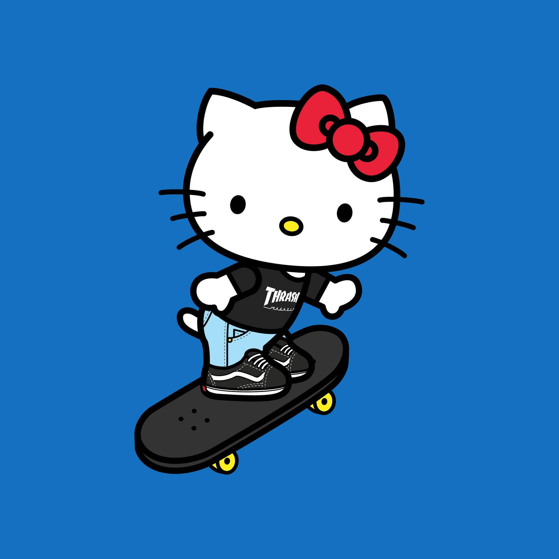 Skating Cartoon Character Hello Kitty Pfp Wallpaper