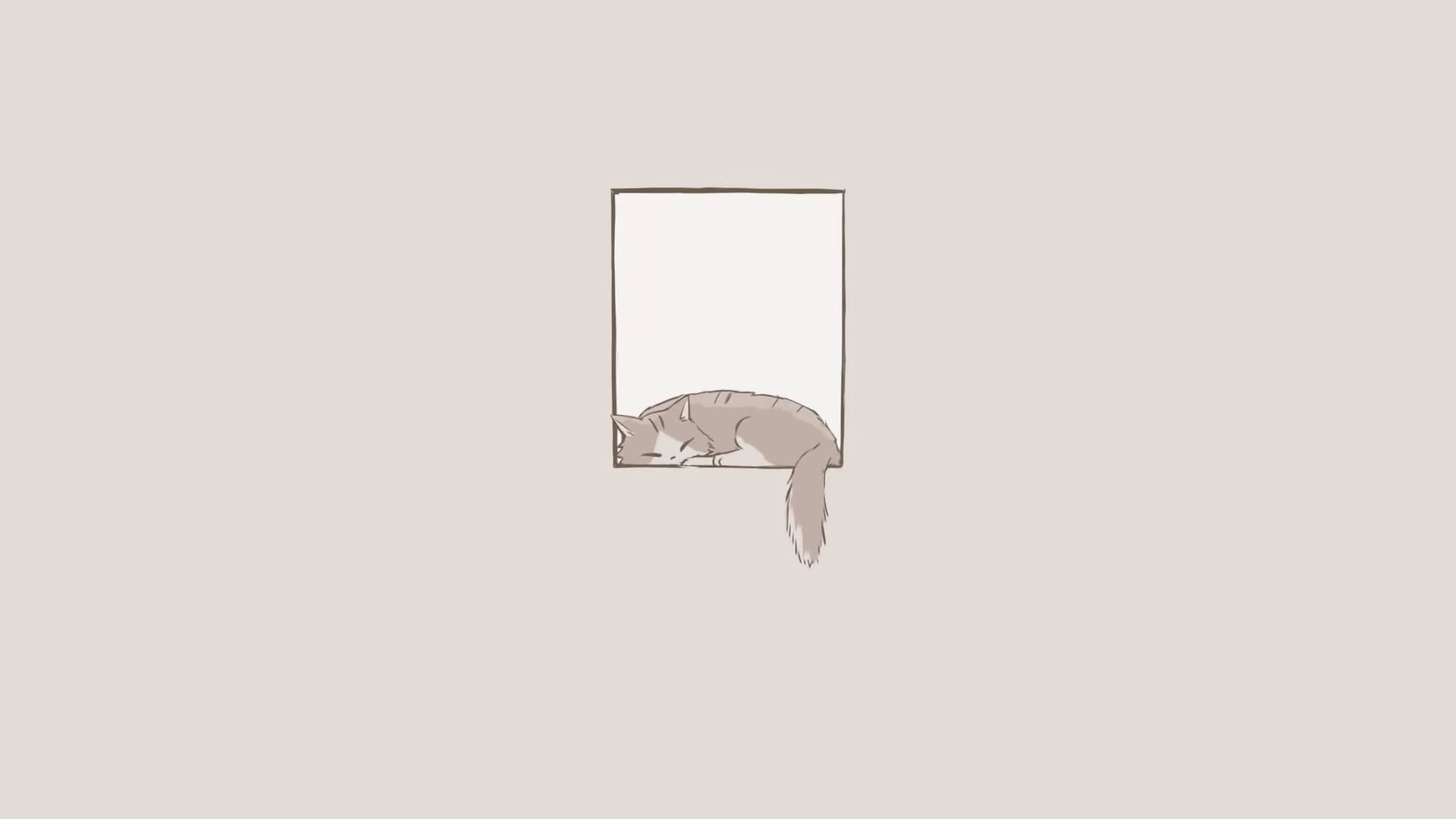 Sleeping Cat Minimalist Aesthetic Laptop Wallpaper