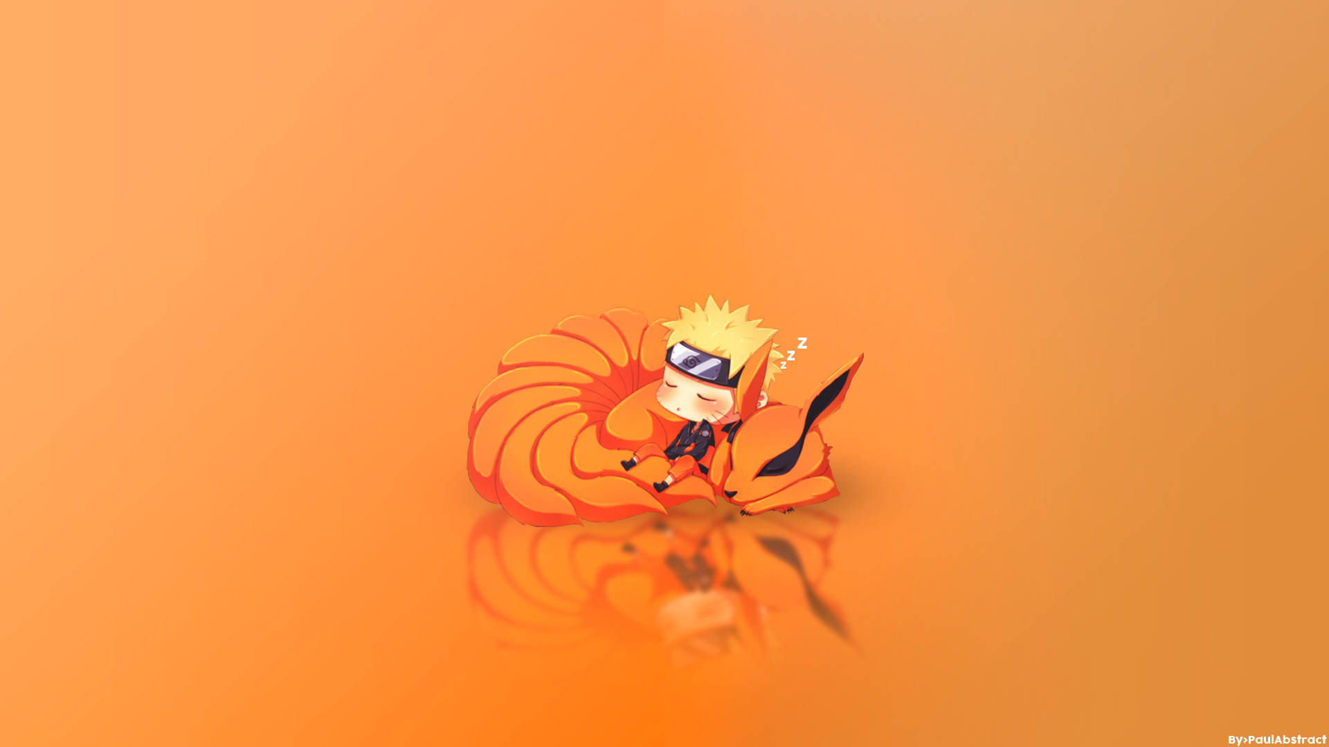 Sleeping Uzumaki And Naruto Kurama Chibi Wallpaper