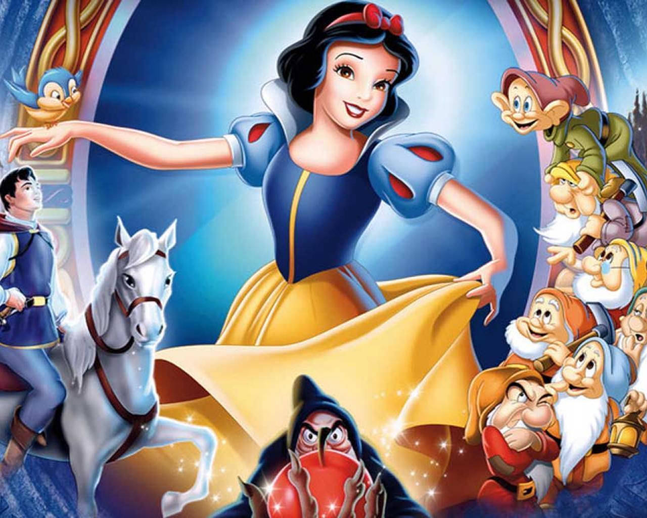 Snow White And Dwarfs Poster Wallpaper