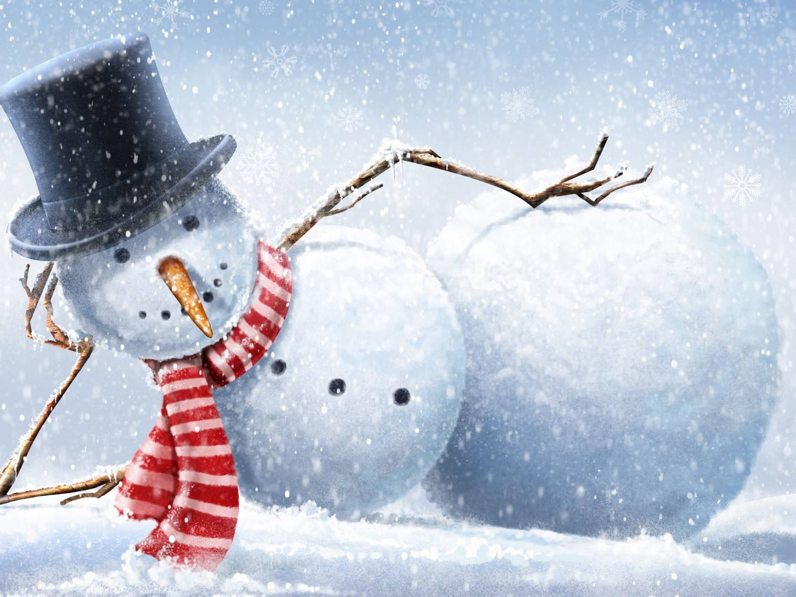 Snowman Lying Down Funny Christmas Wallpaper