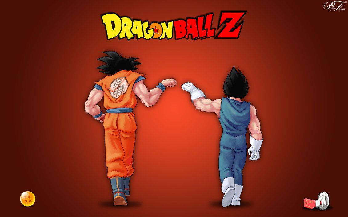 Son Goku And Prince Vegeta Battle As Saiyans In Dragon Ball Z. Wallpaper