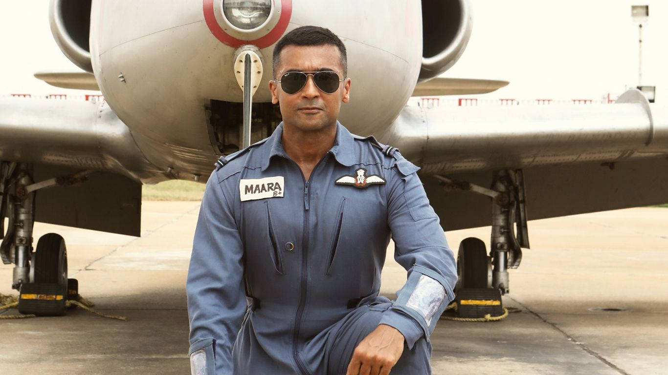 Soorarai Pottru Suriya In Pilot Uniform Wallpaper