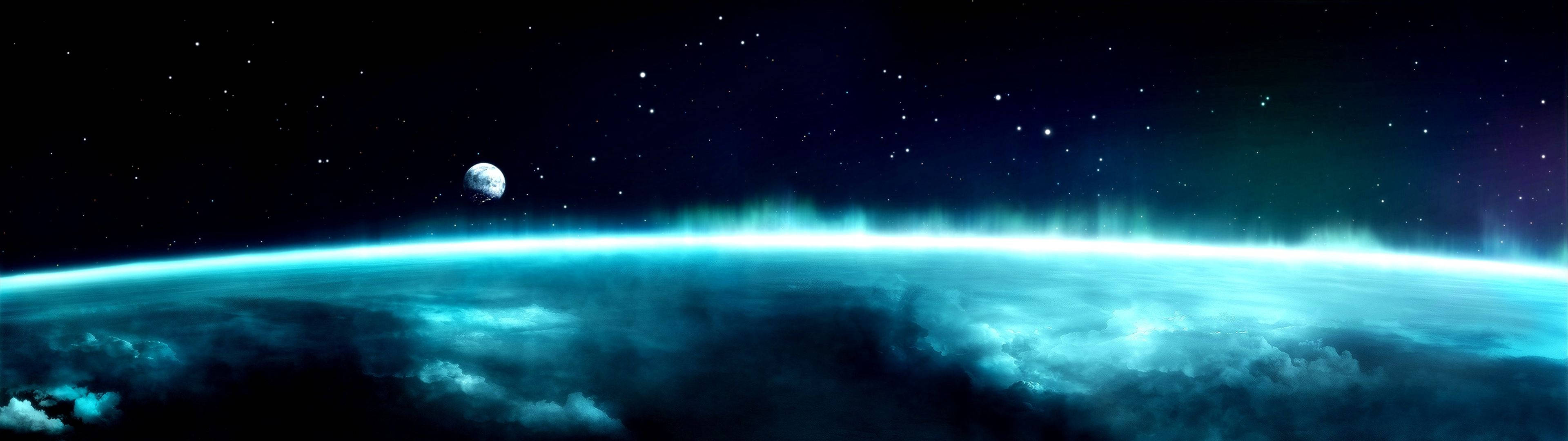 Spectacular Space View On Dual Monitors Wallpaper