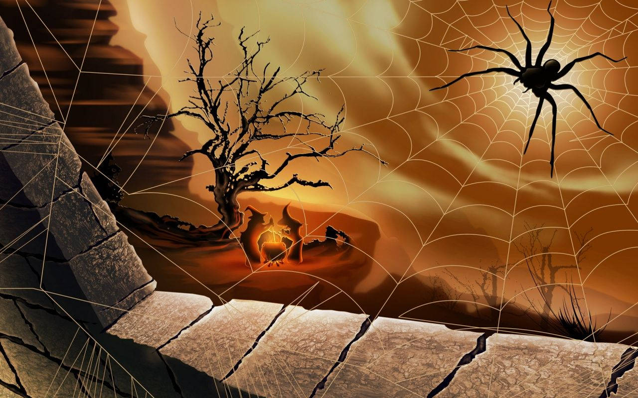 Spider On Its Web Artwork Wallpaper