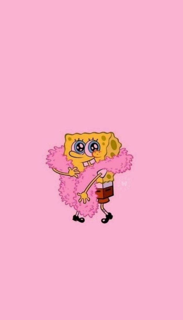 Spongebob Squarepants In Pink Scarf Wallpaper