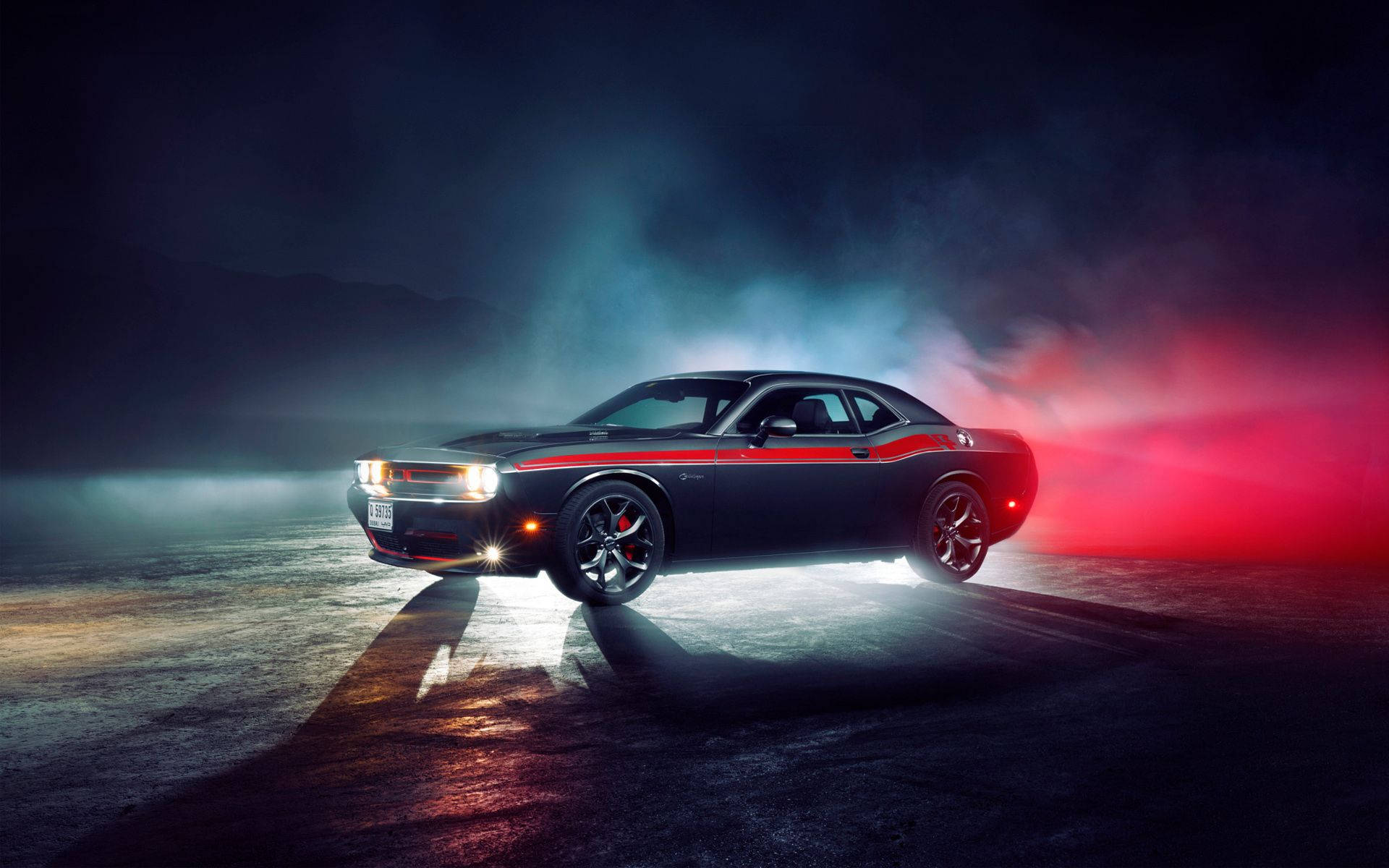 Spotlight Blue Dodge Challenger Wallpaper