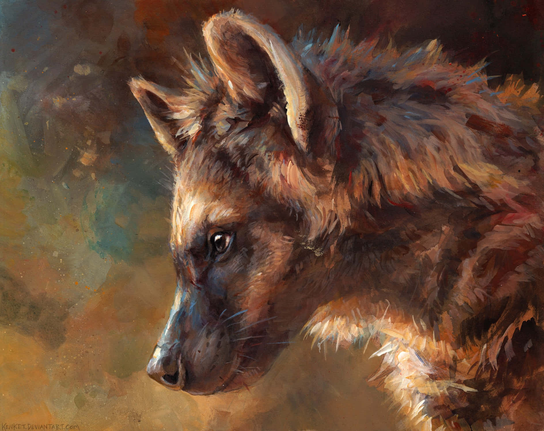 Spotted Hyena Portrait Artwork Wallpaper