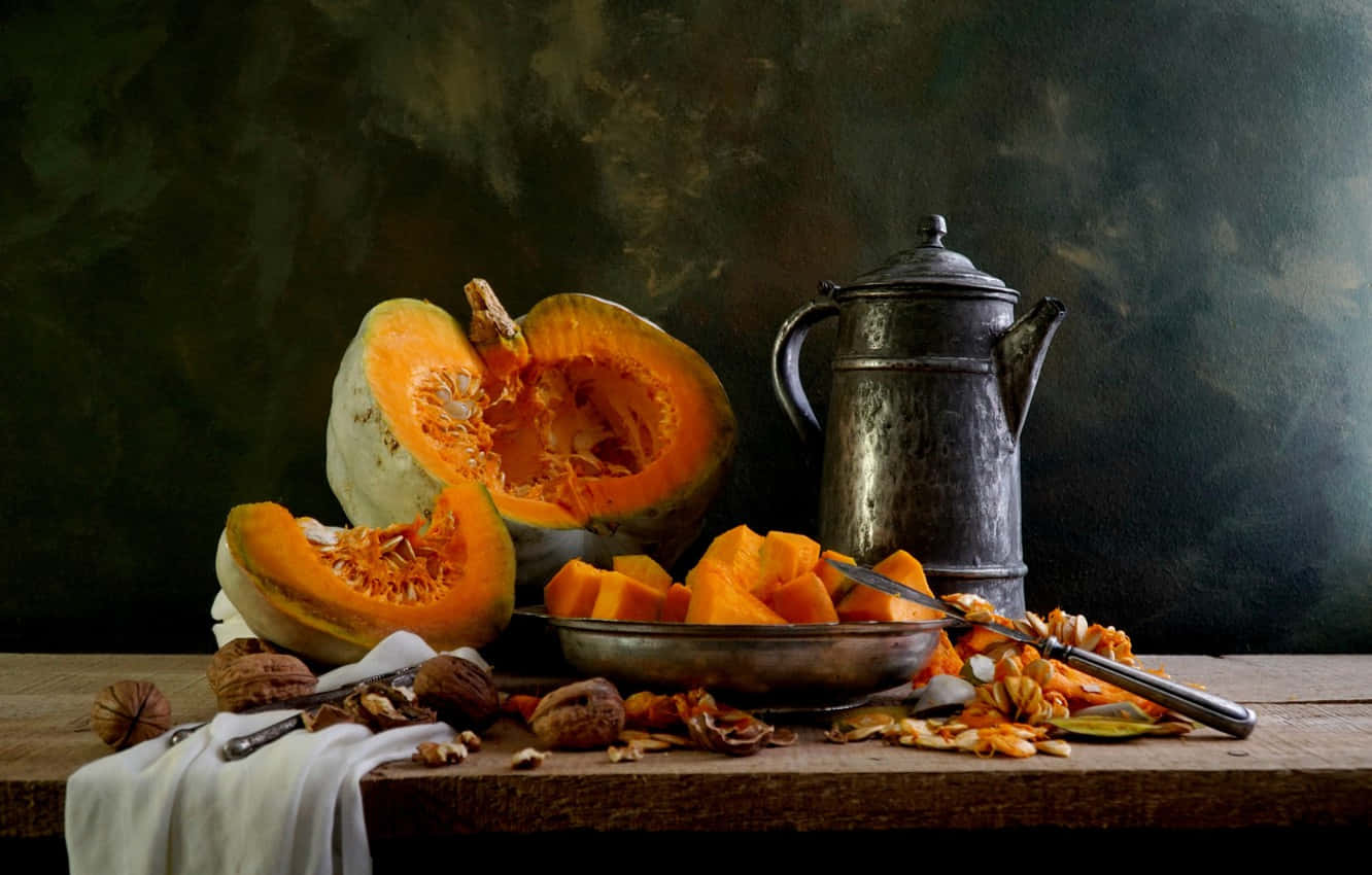 Squash Dice Kitchen Still Life Wallpaper