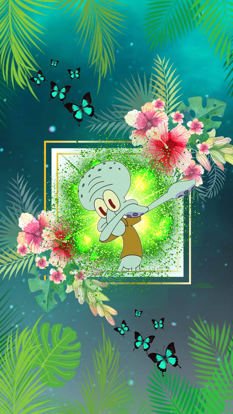 Squidward Tentacles Dab Tropical Aesthetic Wallpaper