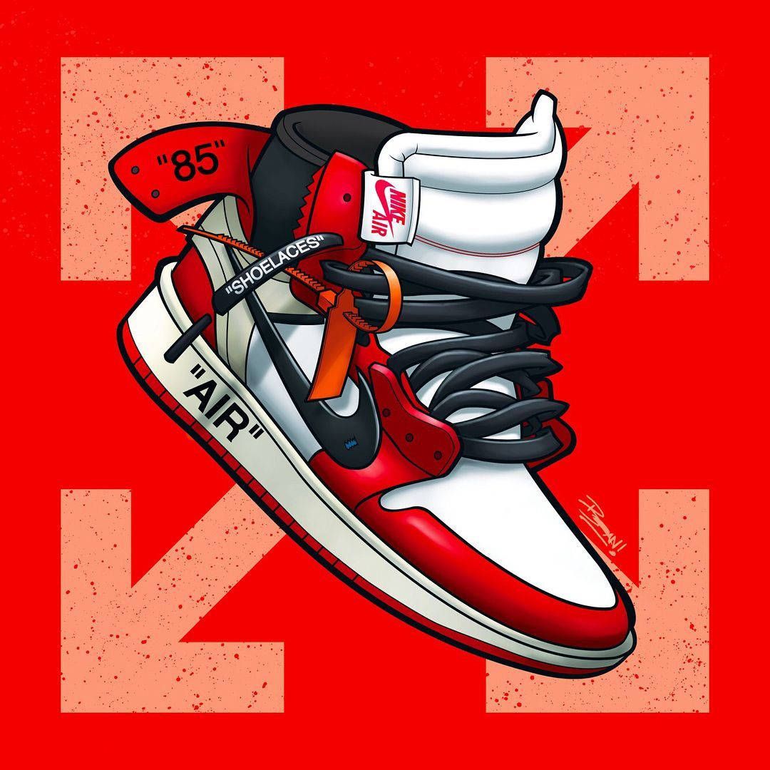 Standout Retro Style With Nike Jordan 1 Artwork Wallpaper