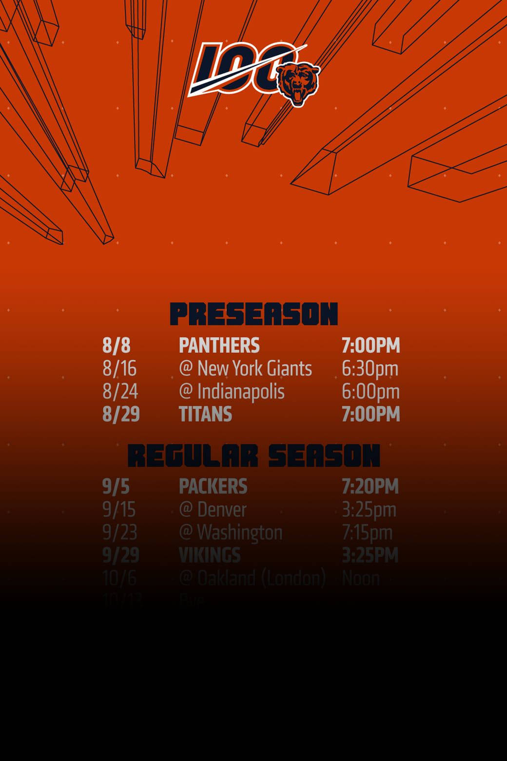 Stay Up-to-date With The Chicago Bears Game Schedule Wallpaper