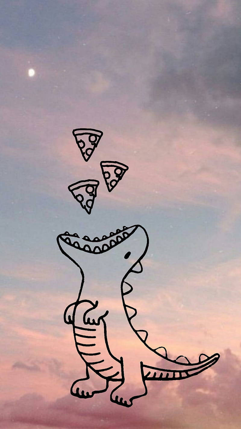 Stegosaurus Pizza Aesthetic Dino Wallpaper