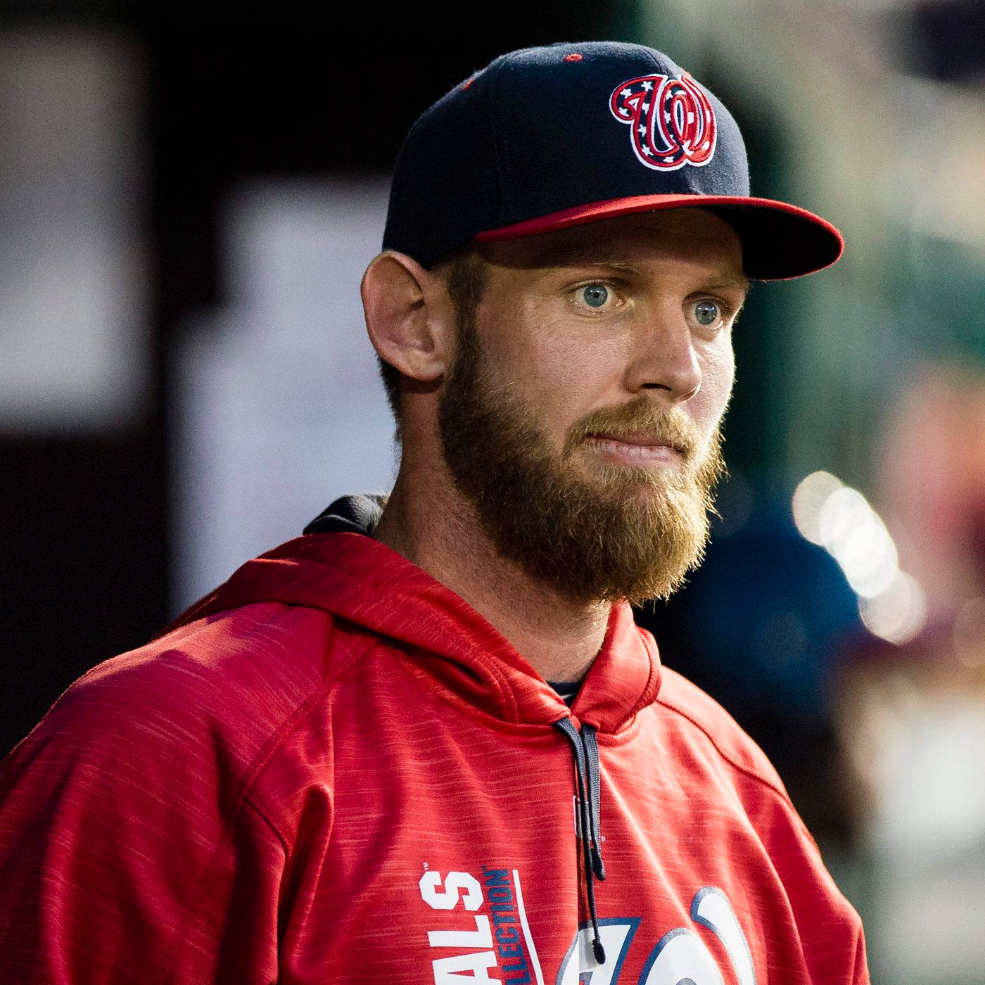 Stephen Strasburg Wearing A Red Hoodie Wallpaper