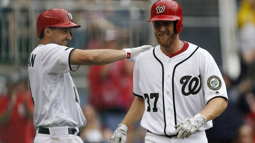 Stephen Strasburg With Teammate Laughing Wallpaper