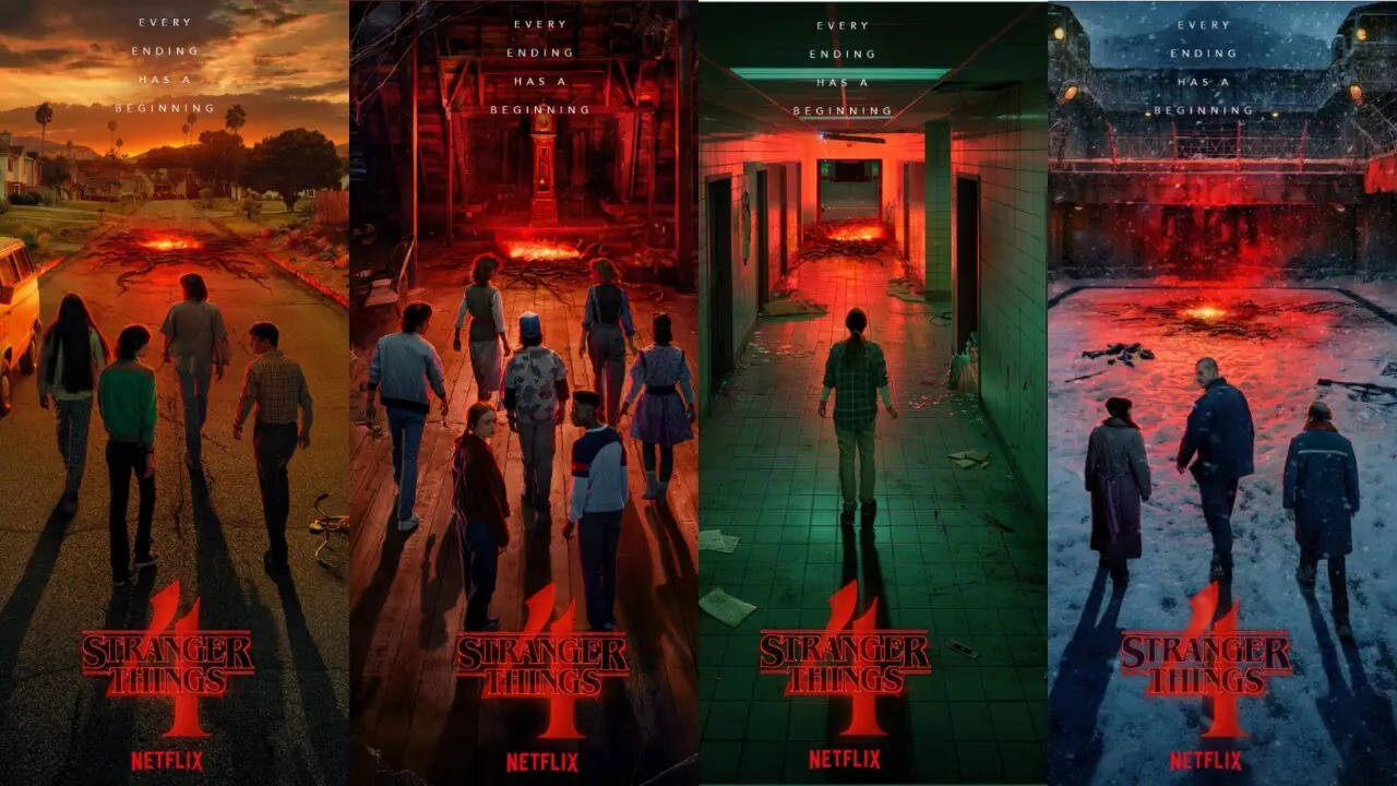 Stranger Things 4 Poster Collage Wallpaper