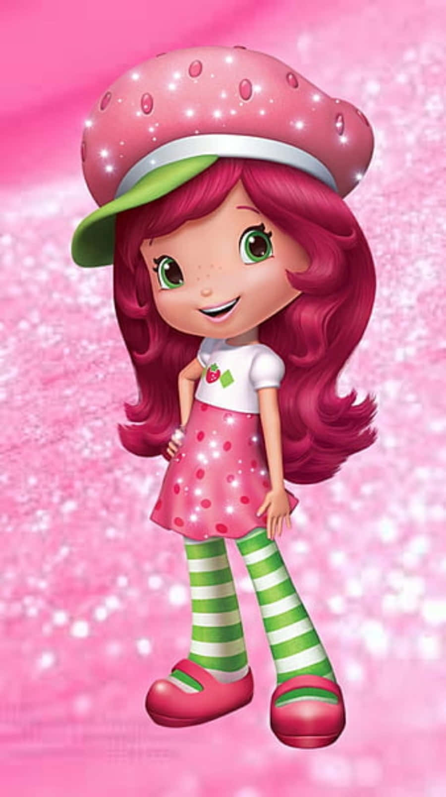 Strawberry Shortcake On Pink Glitter Wallpaper