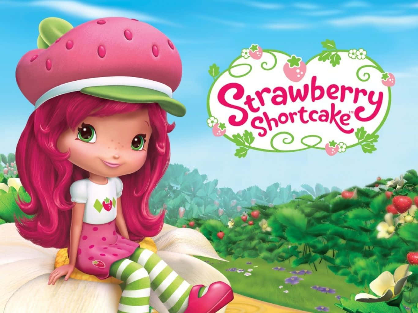 Strawberry Shortcake Sitting Against Blue Sky Wallpaper