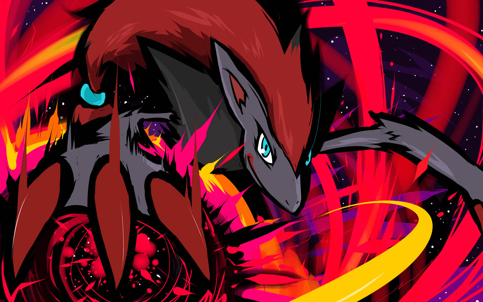 Striking Red Zoroark Wallpaper