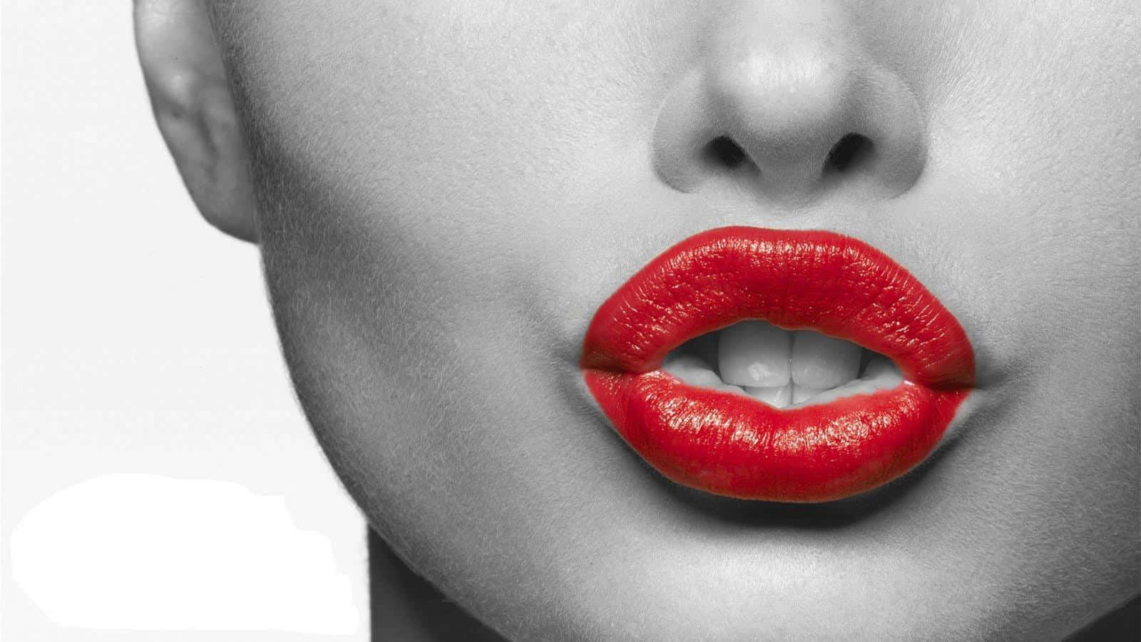 Stunning Red Lips - The Epitome Of Glamour And Passion Wallpaper