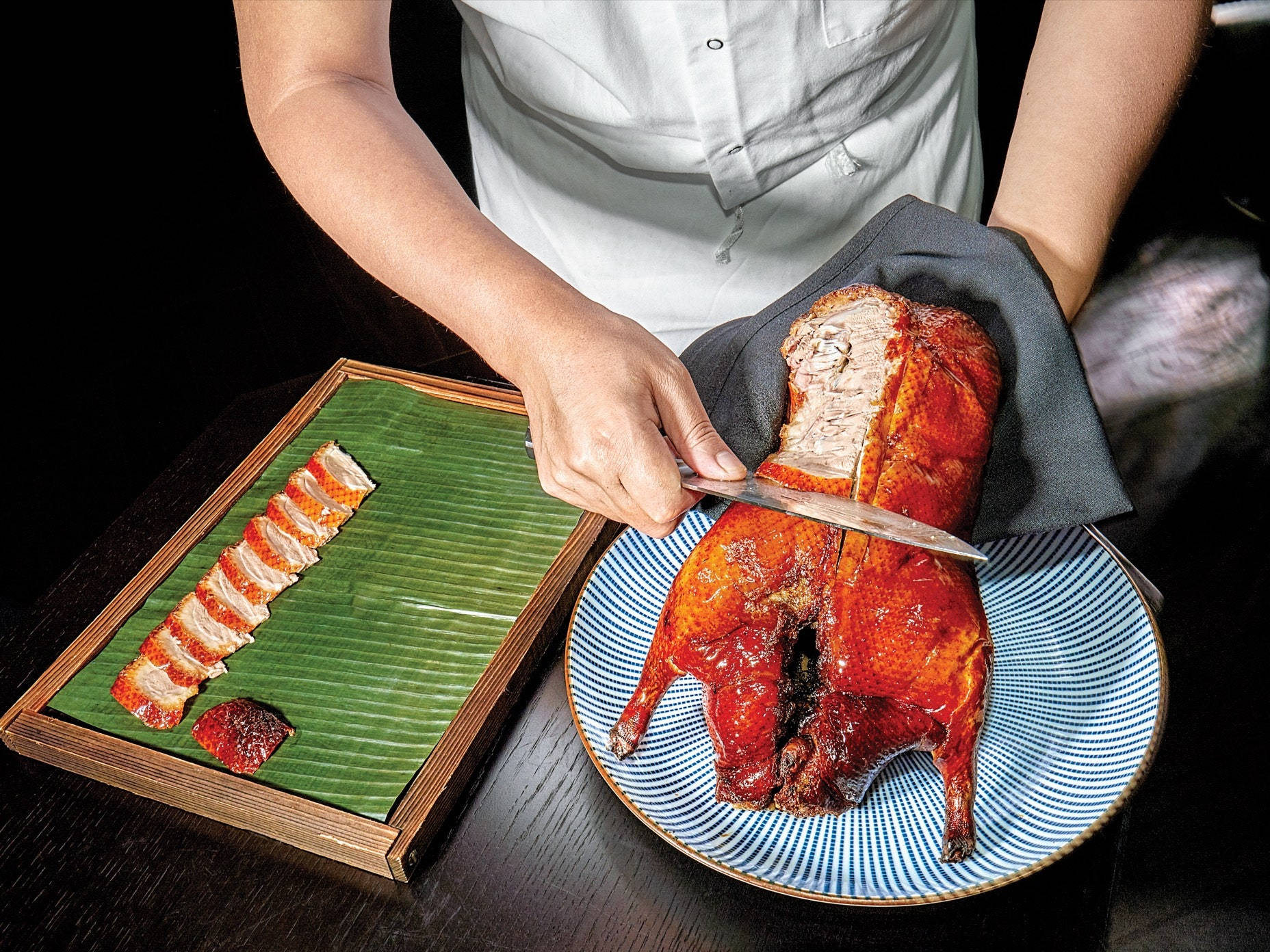 Sumptuous Roasted Peking Duck In Small Slices Wallpaper