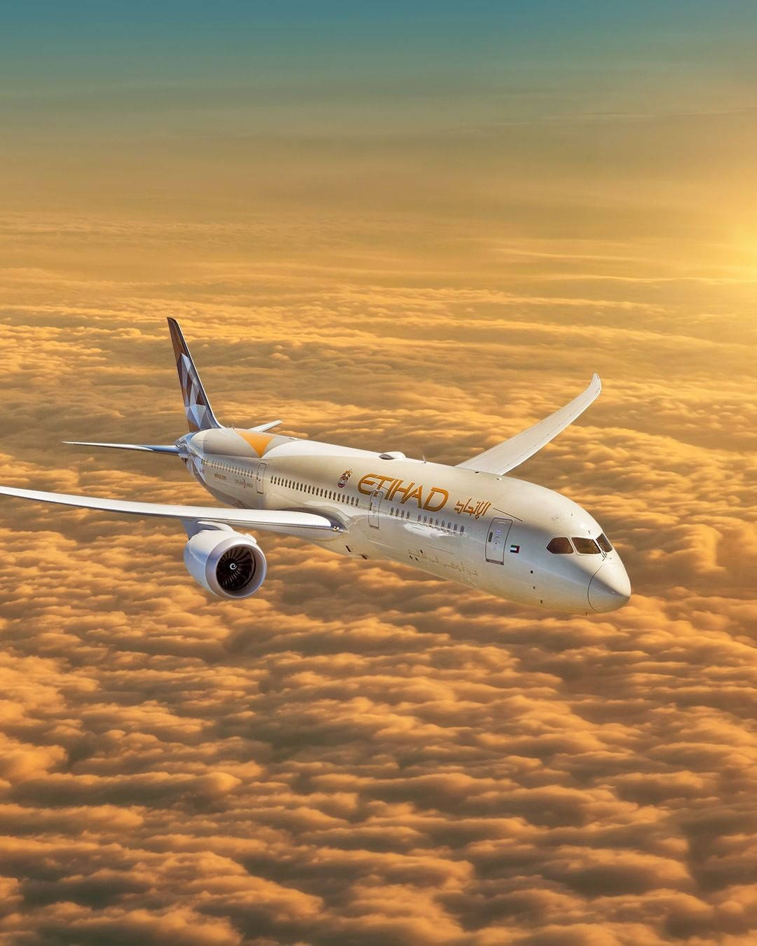 Sunset Voyage With Etihad Airways Wallpaper