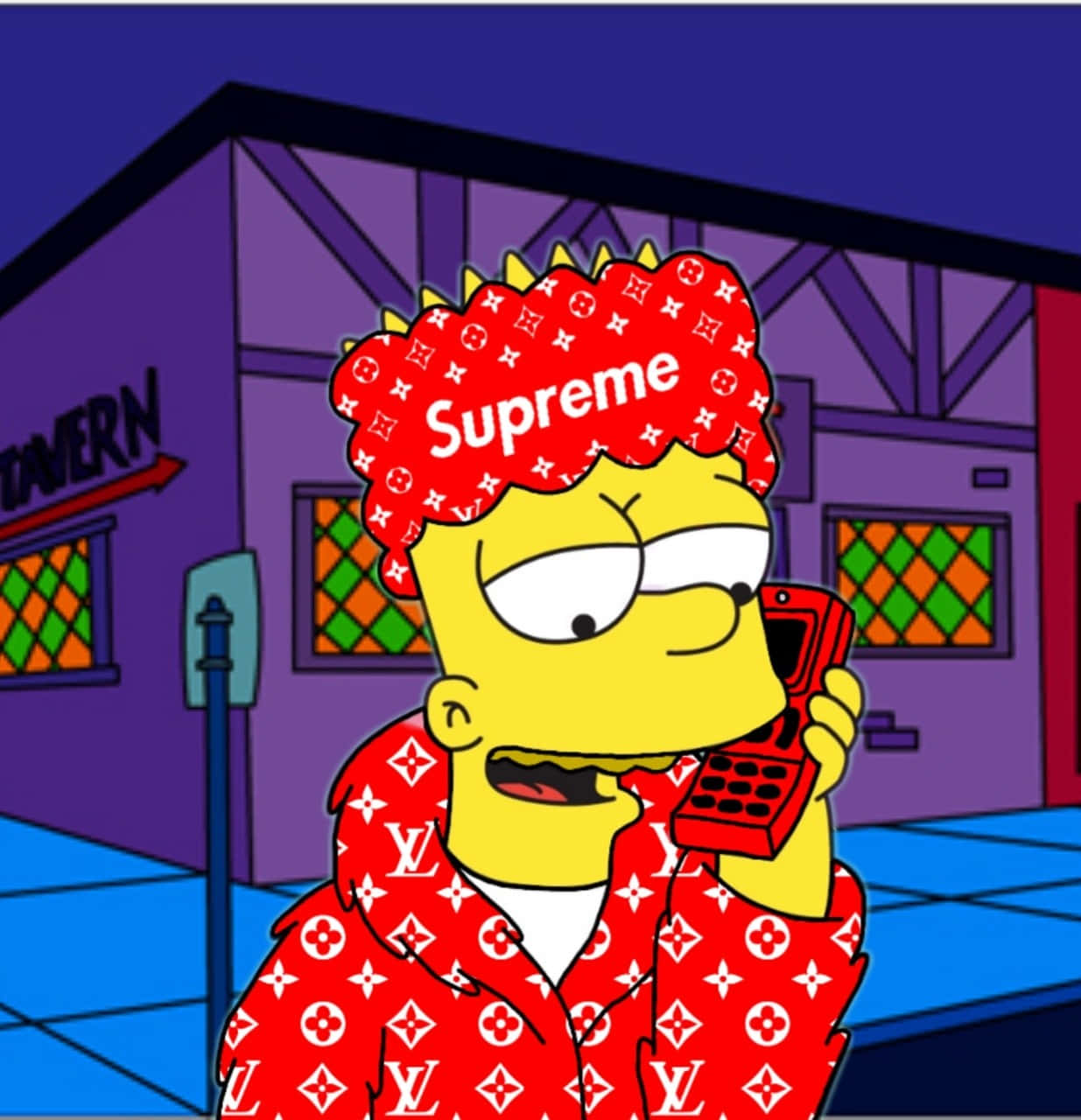 Supreme Bart Simpson Flexes His Style And Swagger Wallpaper