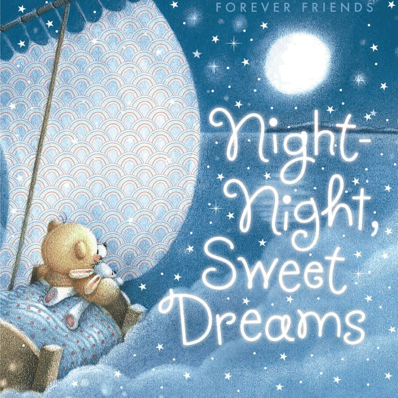 Sweet Dreams: A Cute Good Night Digital Drawing Wallpaper