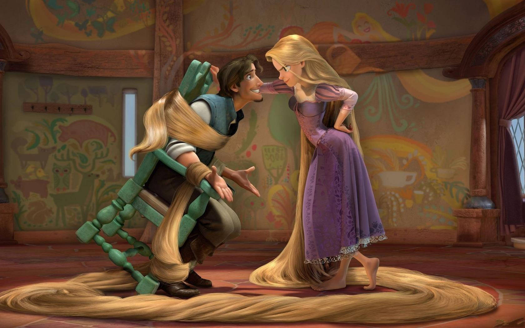 Tangled Rapunzel Interrogating Flynn Wallpaper