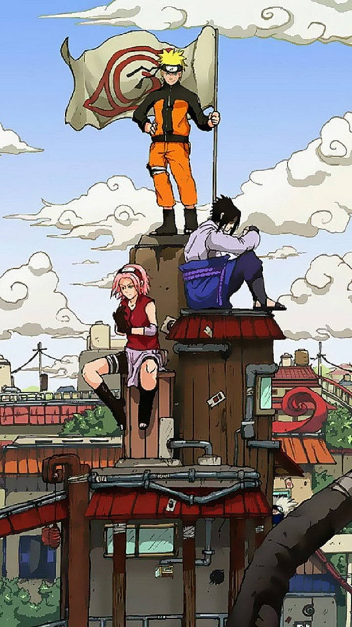 Team 7 Naruto Rooftop Iphone Wallpaper