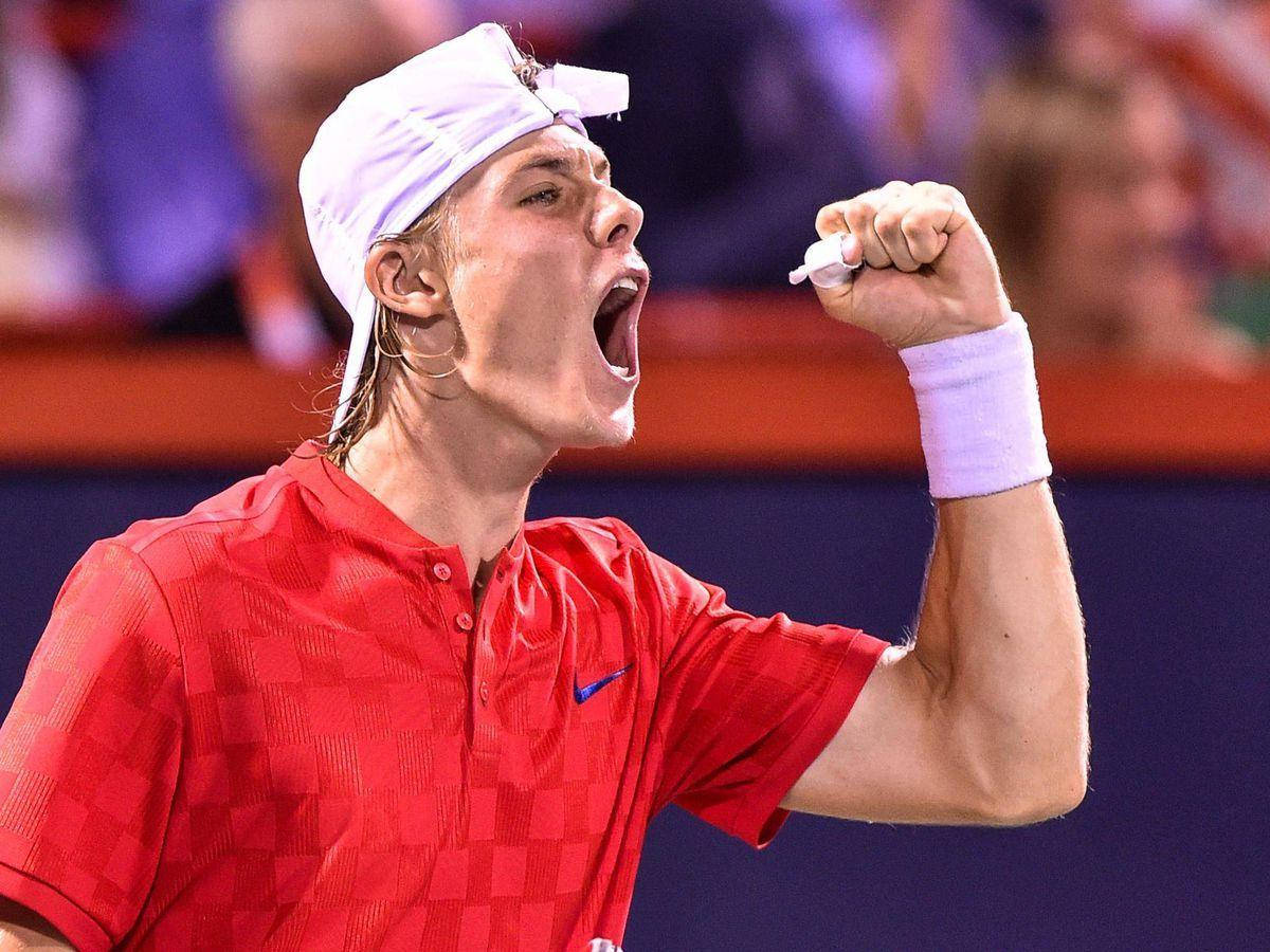 Tennis Ace Denis Shapovalov Celebrates Triumphantly Wallpaper