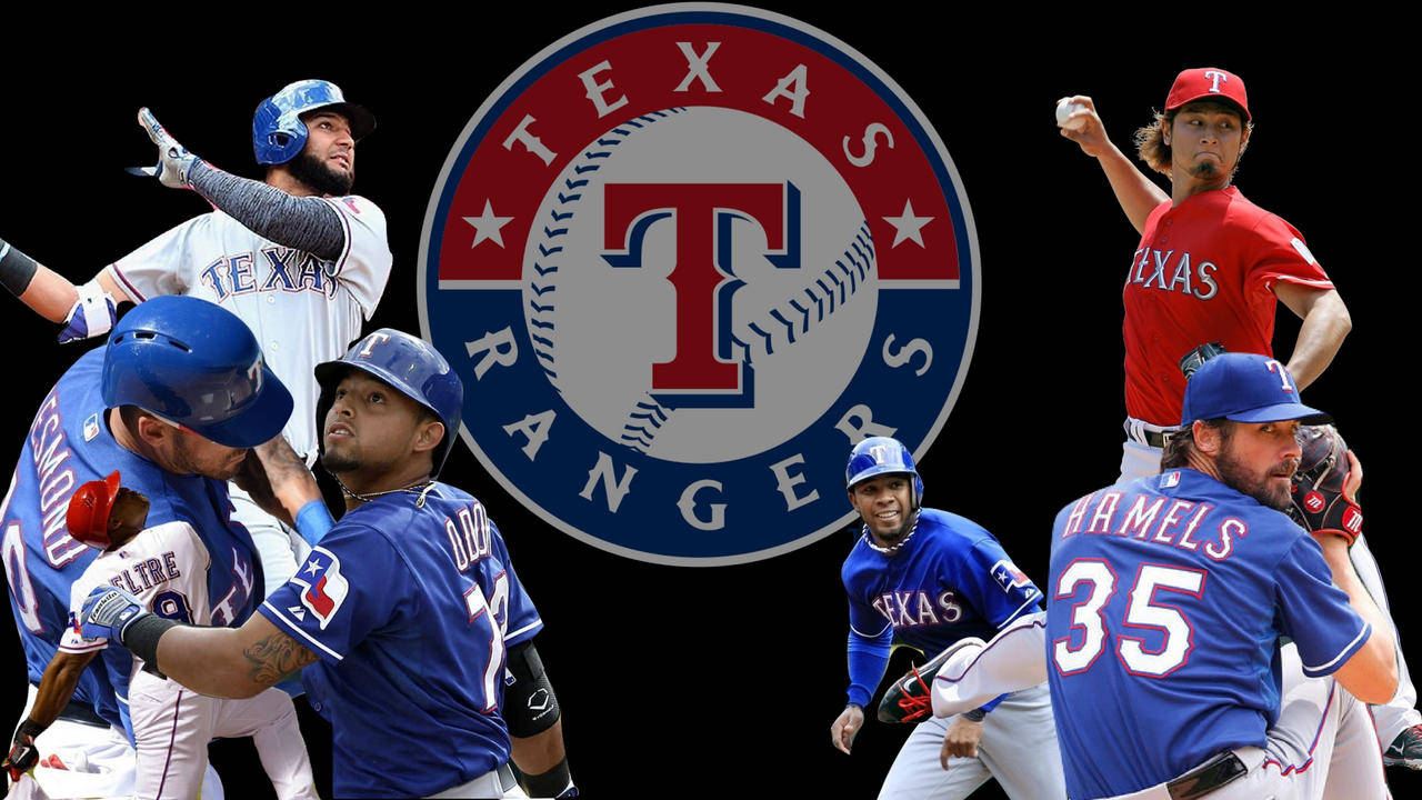 Texas Rangers Players And Logo Wallpaper