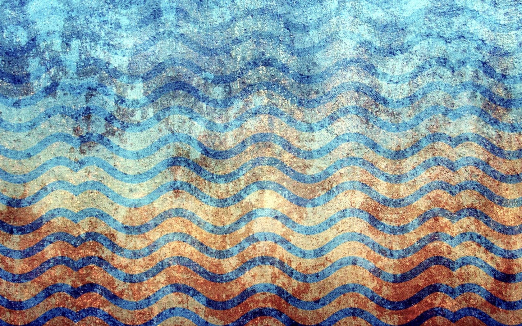 Textured Vintage-colored Waves Wallpaper