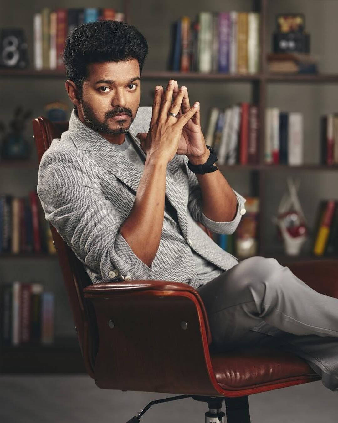 Thalapathy Hd Grey Outfit Wallpaper