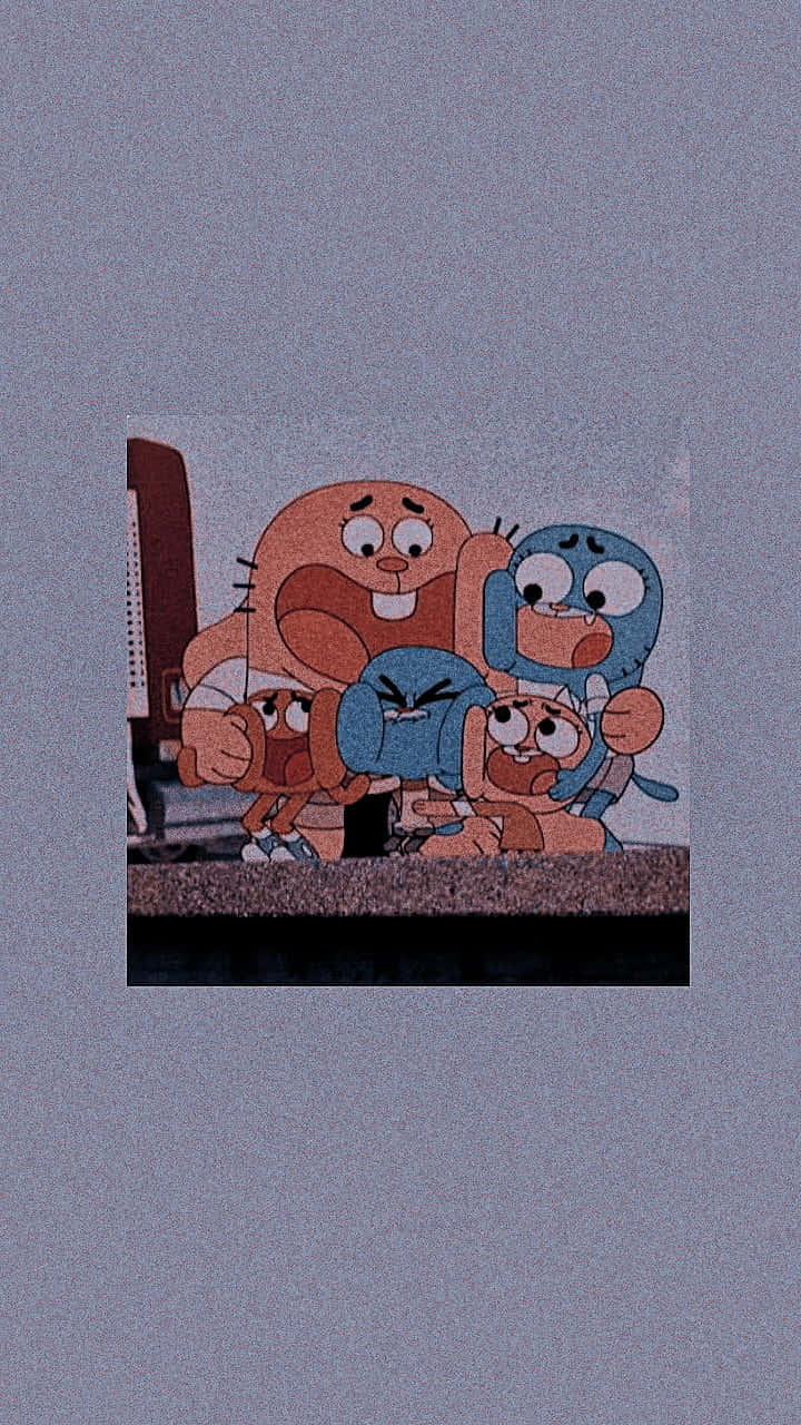 The Amazing World Of Gumball - Calvin, Anais, Nicole, And Richard Watterson In A Creative Pose Wallpaper