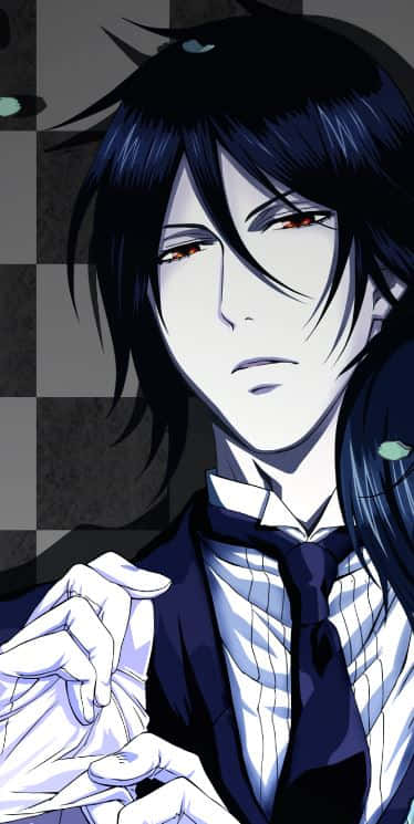 The Mysterious Sebastian Michaelis Smirks Against The Dark Backdrop Wallpaper