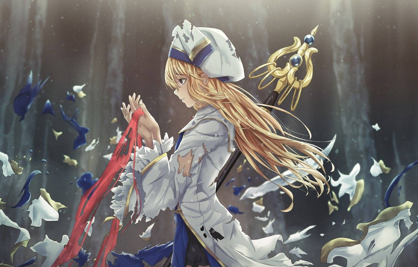 The Priestess Accompanies Goblin Slayer On His Mission To Eradicate All Goblins Wallpaper