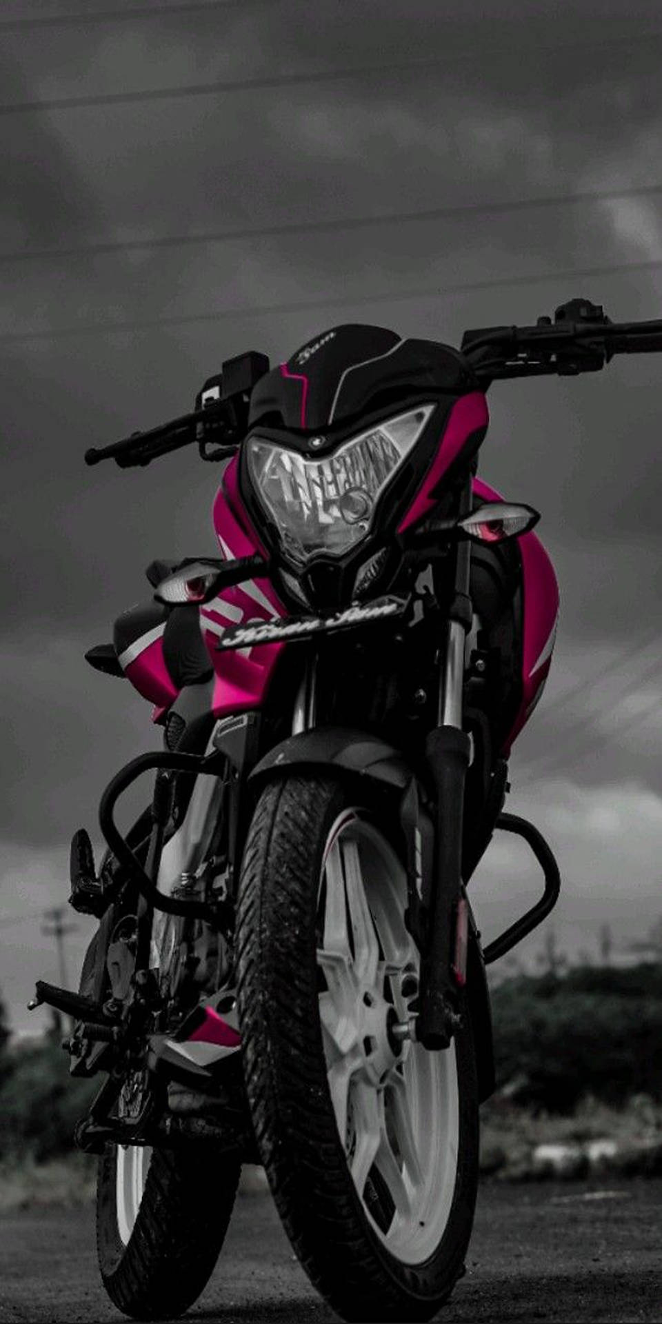 The Stunning Pulsar 150 In Vibrant Magenta Standing Out And Turning Heads. Wallpaper