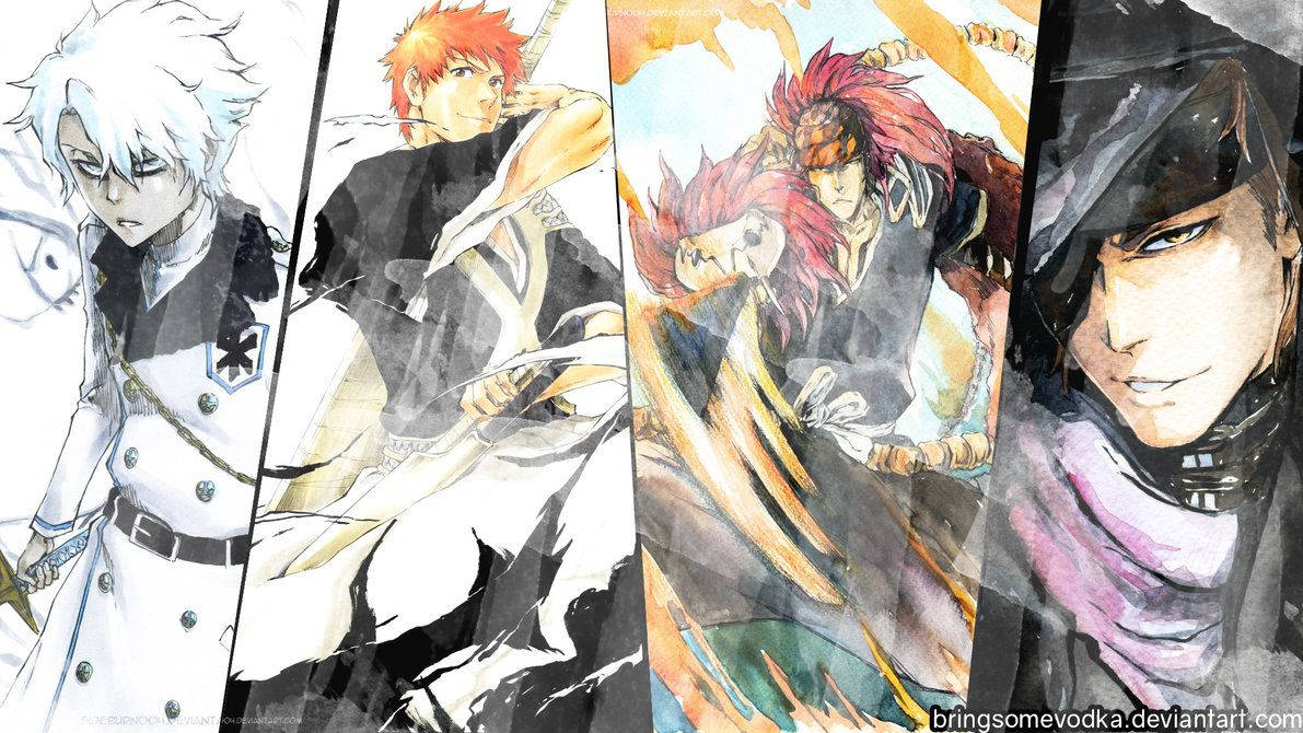 The War For The Soul Society: Ichigo, Toshiro, Renji, And Aizen Wallpaper