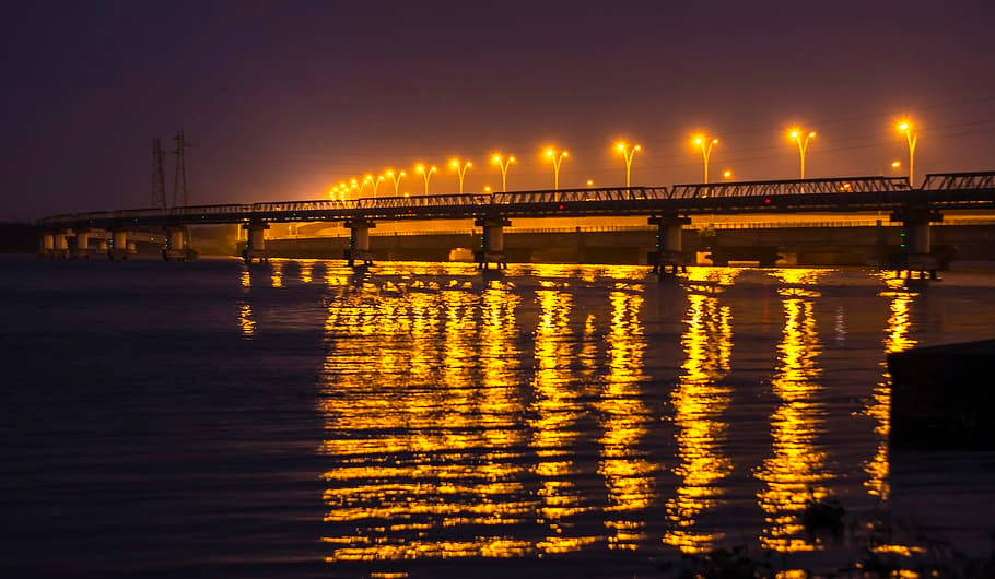 The Wouri Bridge Night Lights Cameroon Wallpaper